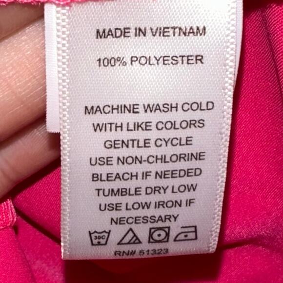 CeCe Hot Pink Satin Ruffle Bow Tie One Shoulder Blouse Size S - Picture 6 of 10